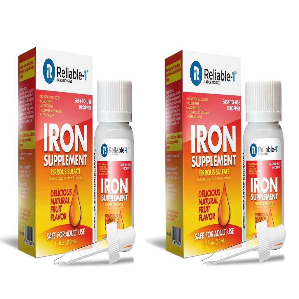 Ferrous SULFATE/Pediatric Drops for Infants & Toddler Iron Supplement (2-pakkaus)
