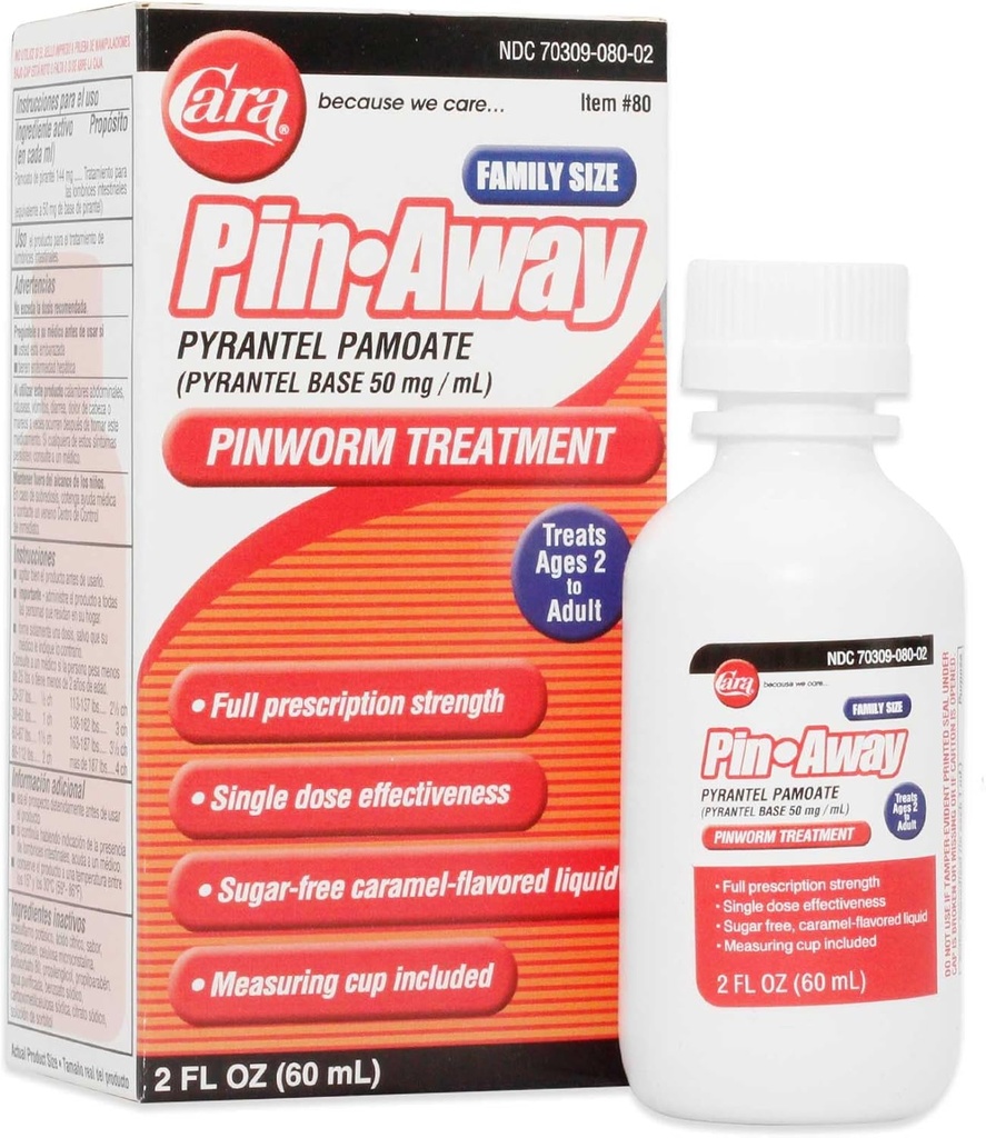 CARA Pin- Away Pinworm -lääketiede, 2 nestettä