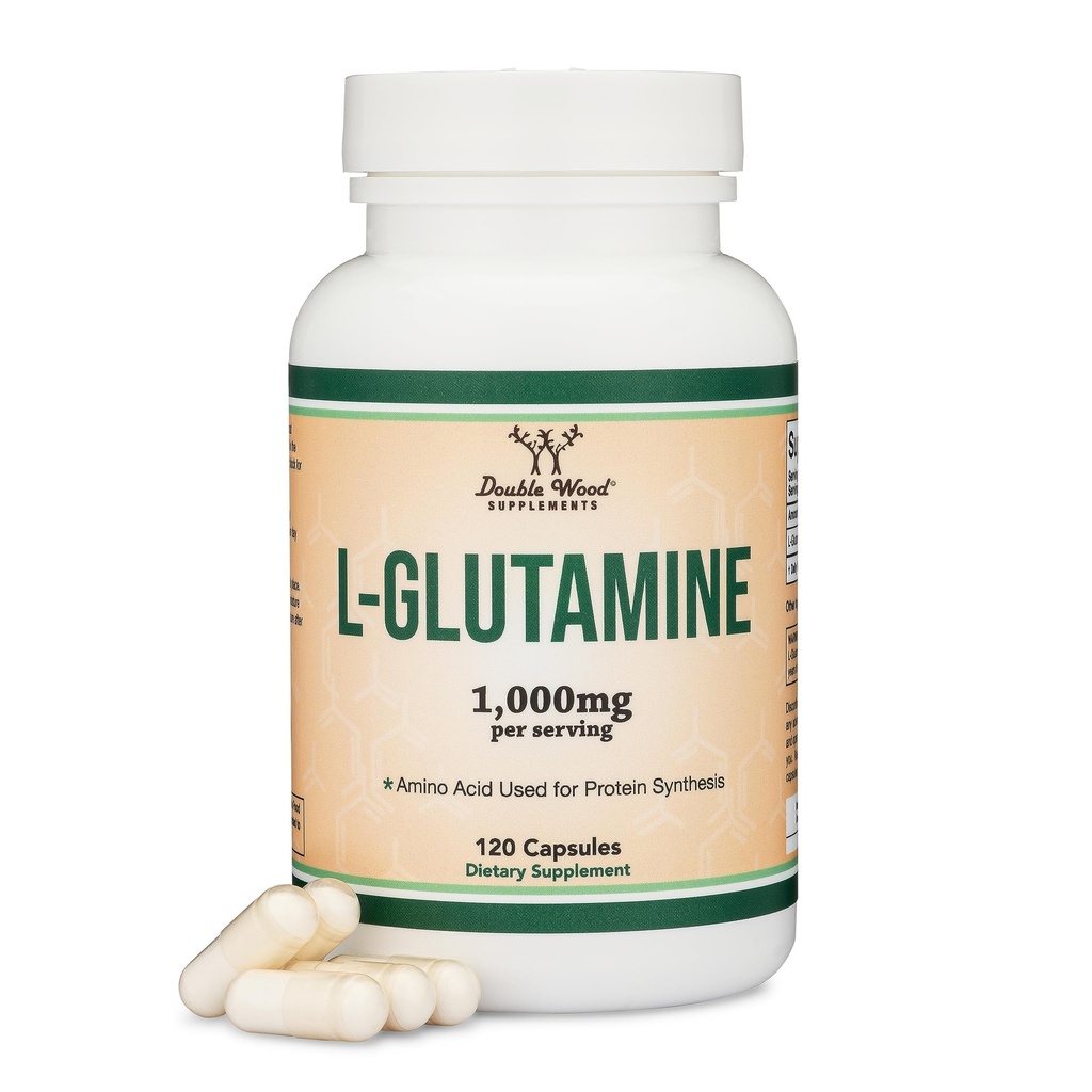 L Glutamin kapslar - (1000mg portioner, 120 kapslar) Non-GMO, Gluten Free, Keto Safe, Vegan Friendly, Third Party Tested (för uthållighet och Gut Health) av Double Wood