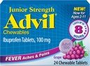Advil Junior Strength Chewable Ibuprofen Pain Reliever och Fever Reducer, Children's Ibuprofen for Pain Relief, Grape - 24 tabletter