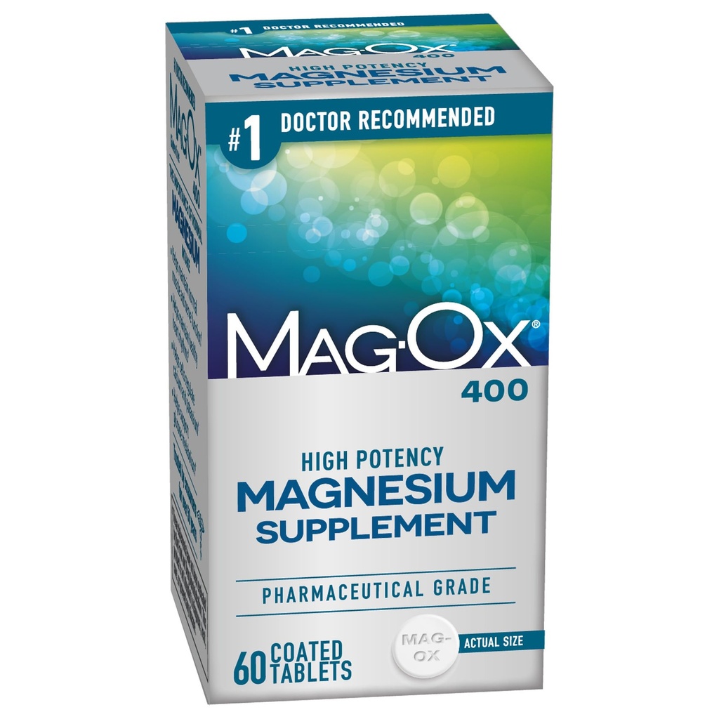 Mag-Ox 400 Magnesium Supplement, farmaseuttinen magnesiumoksidi 482 mg annosta kohti, 60 tablettia