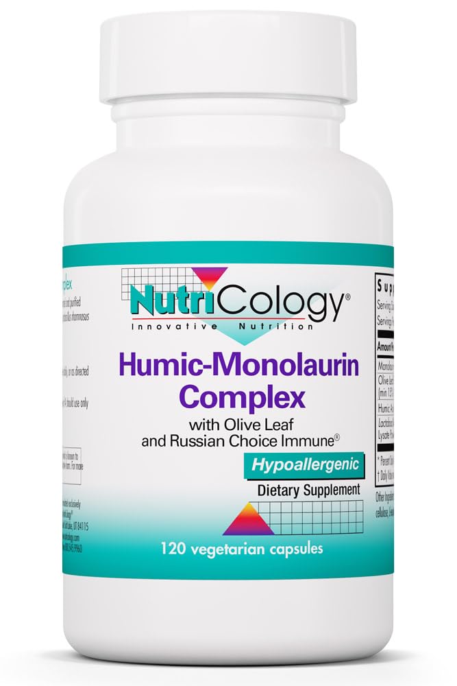 Nutricology Humira-Monolaurin Complex - Immunojärjestelmän tuki, Happolisät, Olive Leaf, Kasvissyöjä Kapselit - 120 Count
