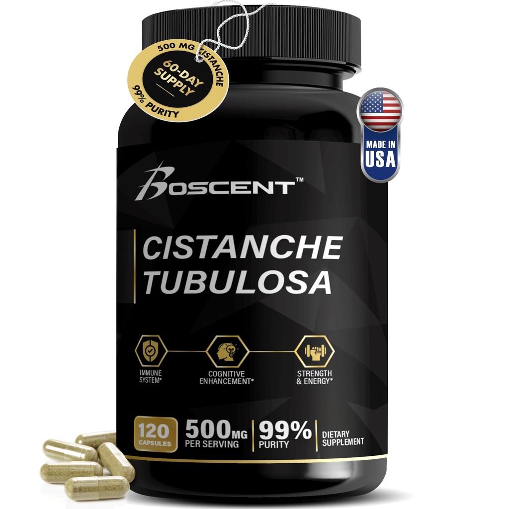 Premium Cistanche Tubulosa Extract 500mg (120 kapslar) - 50% Echinacosides,10% Acteosides - Natur Nootropic för Stamina, immunitet och minne - Inga fillers, Hormone Balance - Styrka Booster för män