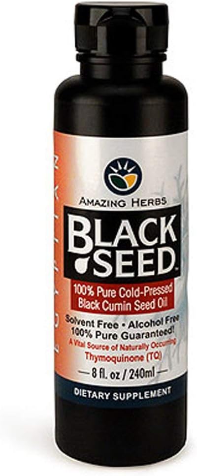 Fantastiska örter egyptiska Black Seed Oil - Gluten Free, Non GMO, Cold Pressed Nigella Sativa Aids i Digestive Health, Immune Support, Brain Function, Mild smak - 8 Fl Oz