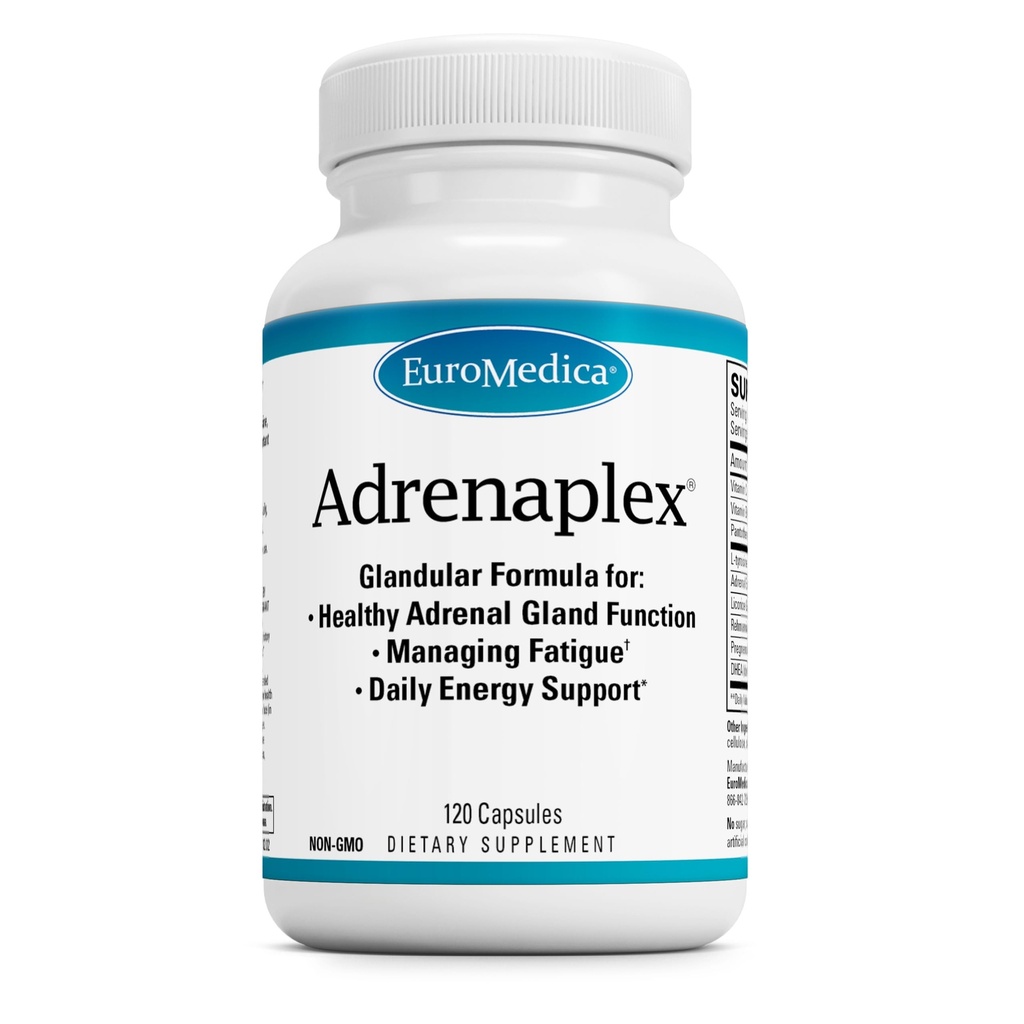 EuroMedica Adrenaplex - Adrenal Gland Function Supplement - Glandular Support Supplement med Vitamins C & B6 - Stöder Hälsosam Adrenal Funktion - Håll ut ur räckhåll för barn - 120 kapslar