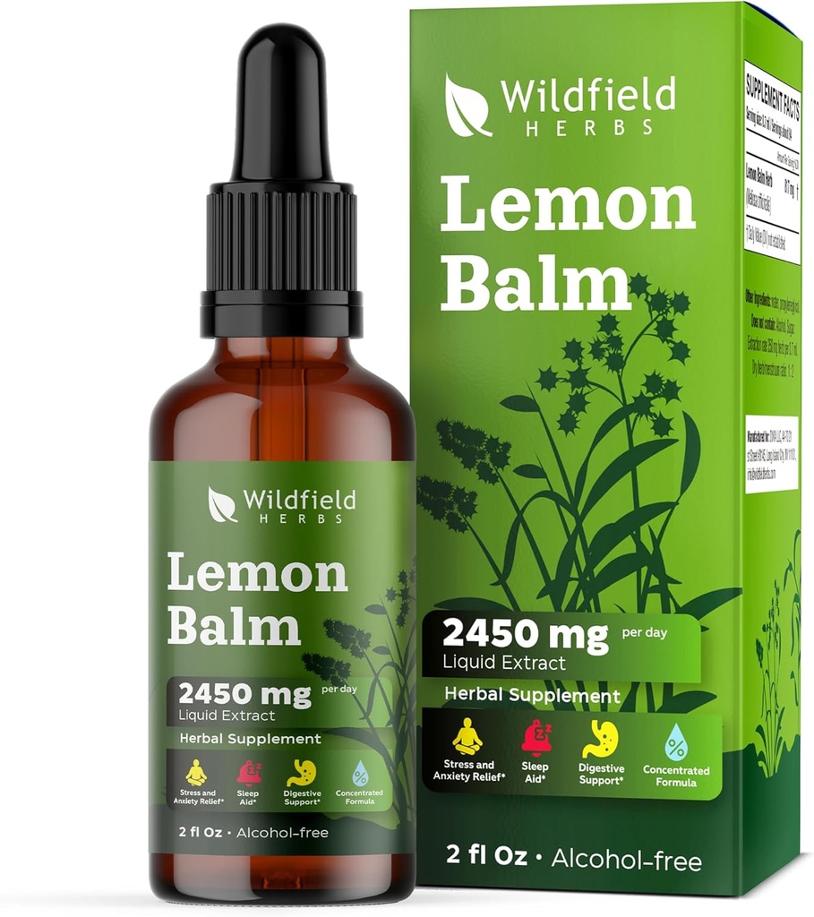 2 Lemon Balm Extract Drops Liquid 2000mg (Melissa officinalis) Yrtti Absorbs Parempi kuin kapselit, 2 kuukauden tarjonta, 84 Tarjoilut, Alkoholiton Tincture - 2 Oz, pakkaus 2