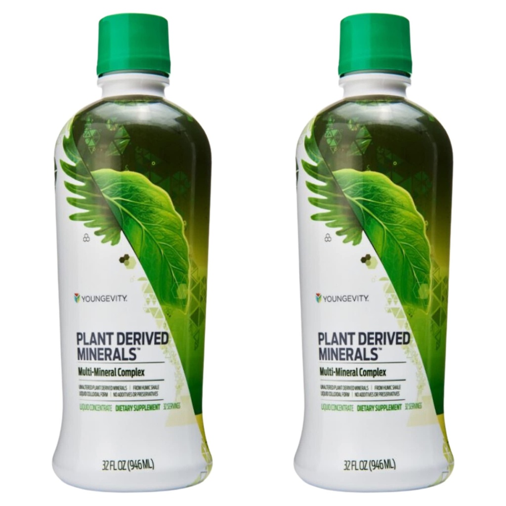 Youngevity Plant Derived Liquid Minerals - 77+ Natural Unalttered Trace Minerals - 19000mg Plant Mineral Solids - Kolloidinen muoto Hummeri Shale - (32 oz Pack of 2)