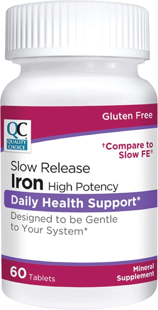 Quality Choice Iron High Potency Slow Release Tabletit, 45 mg, 60 Tabets Jokainen (Pack of 4)