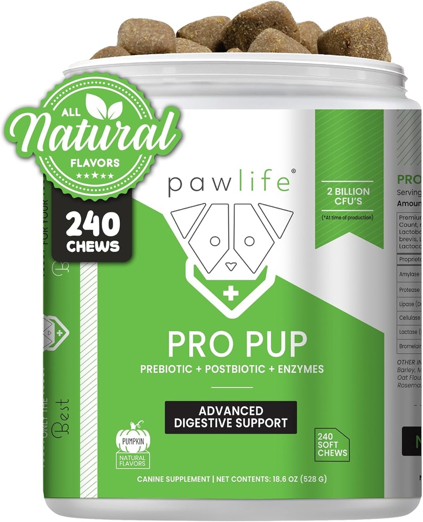 Probiootit koirille - ripuli Relief, Gut Health Support, Ummetus Ruoansulatuskanavan tuki - Vet Suositeltava koira Probiootit - 240 pehmeää purukumia että koirat rakastavat - Kurpitsa Flavor