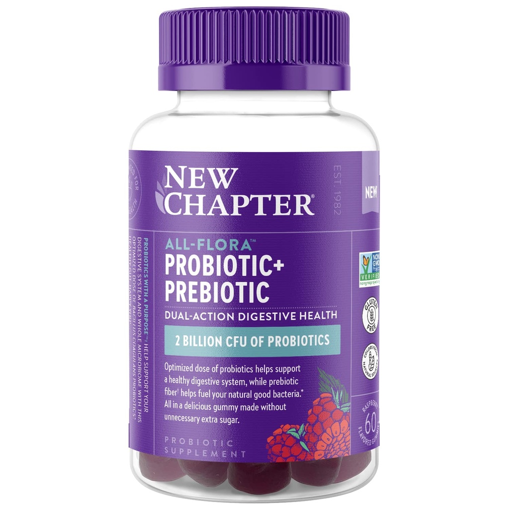 Uusi luku Probiootti Gummies naisten ja miesten, All-Flora (1 kuukausi tarjonta) ... 55% vähemmän sokeria+, suunniteltu kokonaisvaltainen Gut Health tukea probiootit + Prebioottikuitu + 100% Vegan + ei-GMO