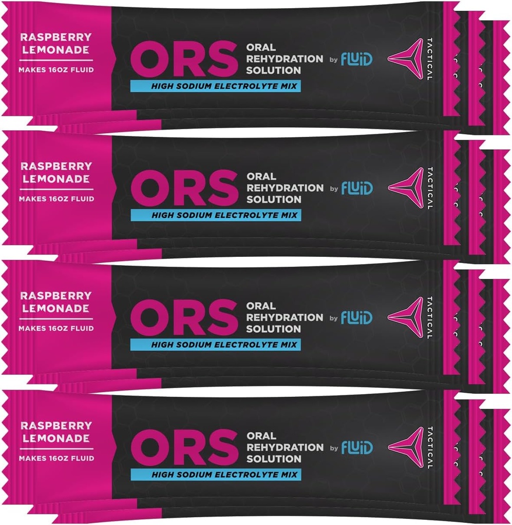 Fluid Tactical - ORS Extreme Dehydration Electrolytes, Vadelma sitruunamehua ... 12 Count Stick Packs