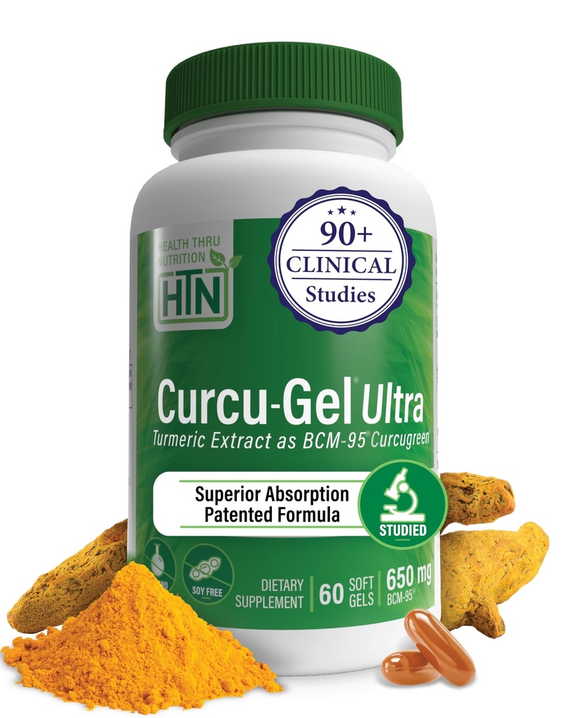 Health Thru Nutrition Curcu-Gel 650mg BCM-95® Curcugreen Turmeric Curcumin.