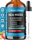 Ashwagandha & Turmeric Liquid Drops - C-vitamiini, merisammalet, omenasiideriviinietikka, rannerengas - Vegan Liquid Drops kattavan hyvinvointi tuki & Elinvoimaa (Strawberry Ginger Lemonade, 60ml)