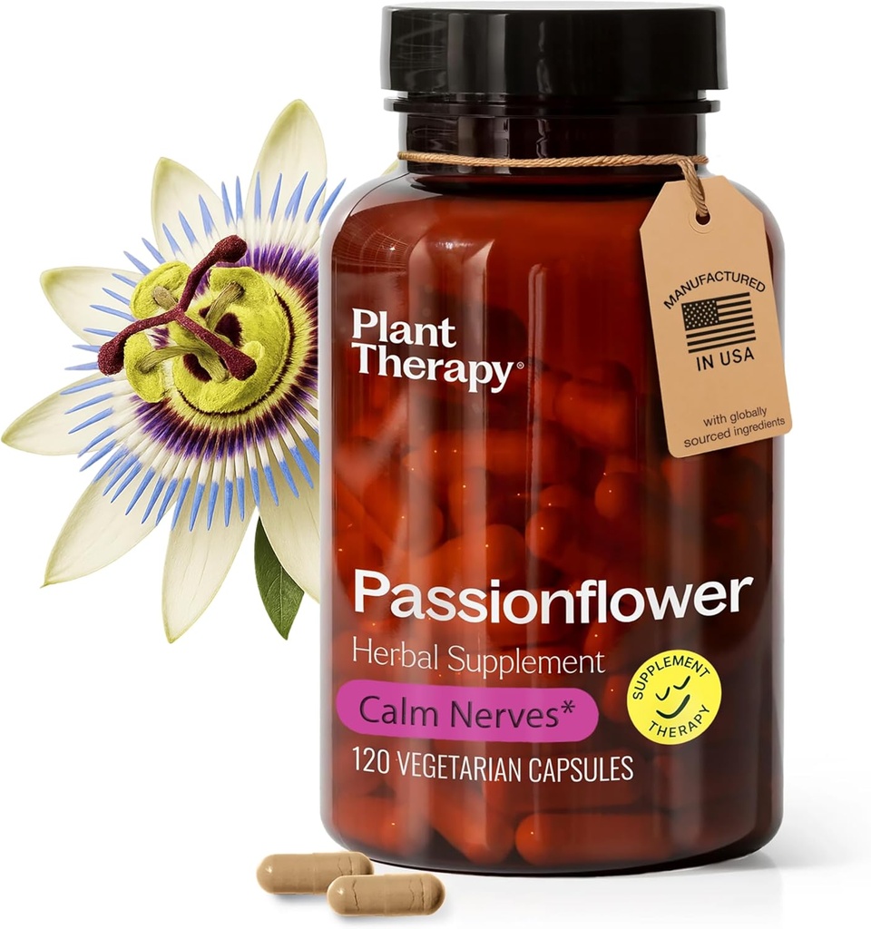 Plant Therapy Passion Flower Kapselit valmistettu USA: ssa Calms Hermos, Tukee Sleep, Great Way to Wind Down lisäravinteet naisille ja miehille 120 kreivi kasvissyöjä kapseli