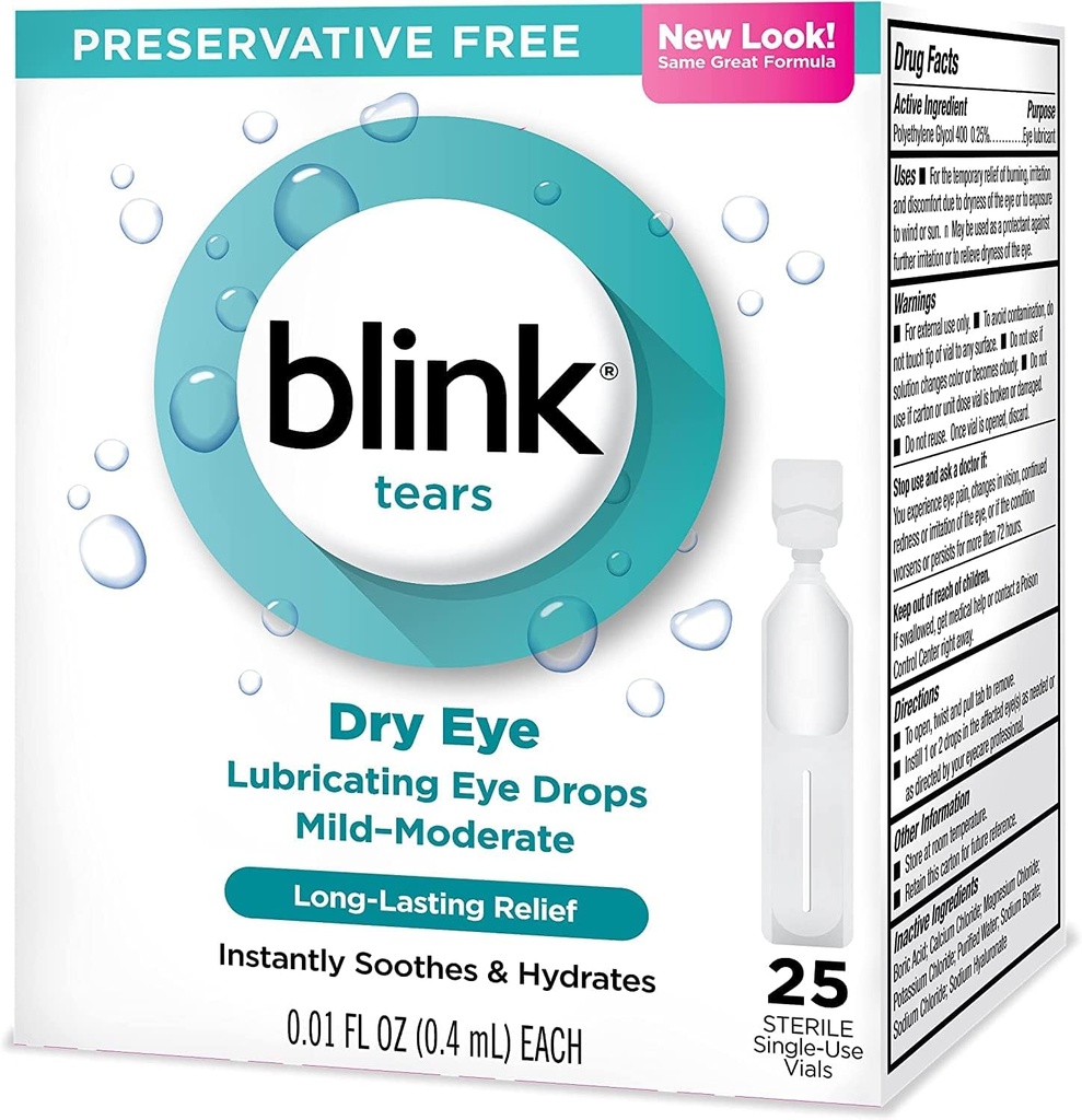 Blink kyyneleet Voitelu silmän tippa Lievä-moderaatti kuiva silmä .01 Fl Oz 25