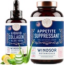 WINDSOR BOTANICALS Appetite Suppressant och Liquid Collagen Marine Diet och Beauty Bundle