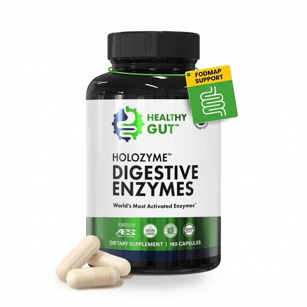 Healthy Gut HoloZyme Max Strength Digestive Enzymes | Inulinase, Amyloglucosidase & Invertase för FODMAP Support | Protease, Amylase & Lactase för Bloating, Gas & Indigestion Relief | 90 Servings