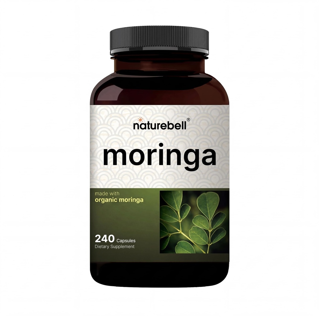 NatureBell Pure Moringa Capsules | Made with Moringa Powder Organic, 240 Capsules - Green Superfood, Skin Health och Immune Support - Non-GMO, Gluten Free, 4 Month Supply