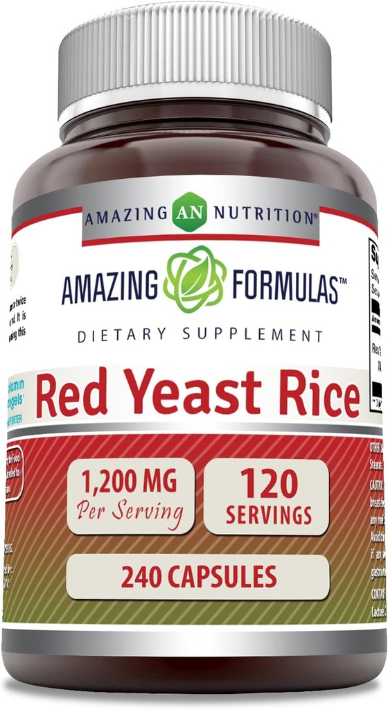 Fantastiska Formler Red Yeast Rice 1200mg Per Serving 240 Capsules Supplement | Icke-GMO | Gluten Free | Made in USA