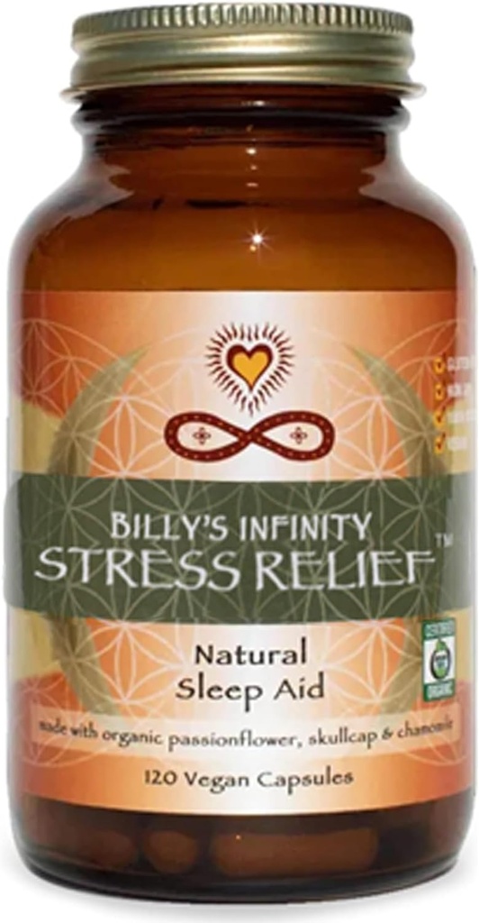 Infinity Stressi Relief, Adaptogen Mood Support Supplement Passion Flower, Skullcap, ja kamomilla, Organic, Vegan, Non GMO, 40 päivän tarjonta (120 kapselia)