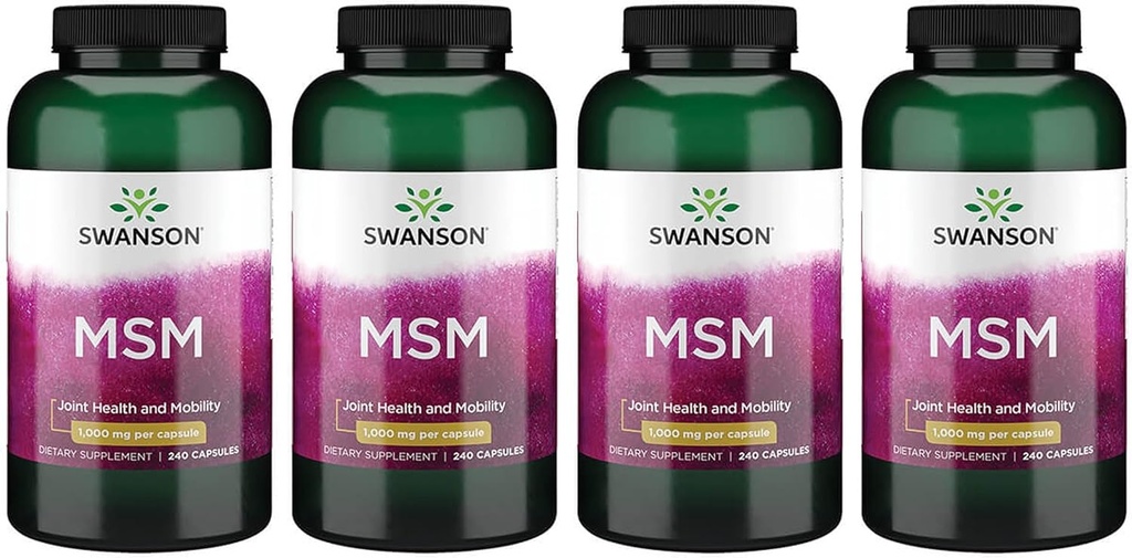 Swanson MSM - Essential Minerals Promoting Mobility & Joint Health Support - auttaa säilyttämään Connective Tissue Health lukien Cartilage, Collagen, & Hair - (240 kapselia, 1000 mg Each) 4 pakkaus