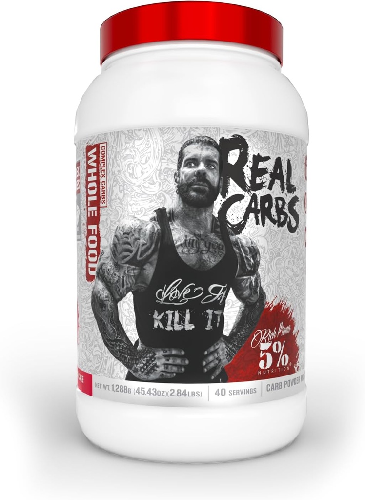 5% Nutrition Rich Piana Real Carbs Real Food Complex Carb Powder, Long-Last Low Glycemic Energy Pre-Workout / Post-workout Recovery Ateria, 2,84 lb, 40 tarjoilua (Strawberry Shortcake)