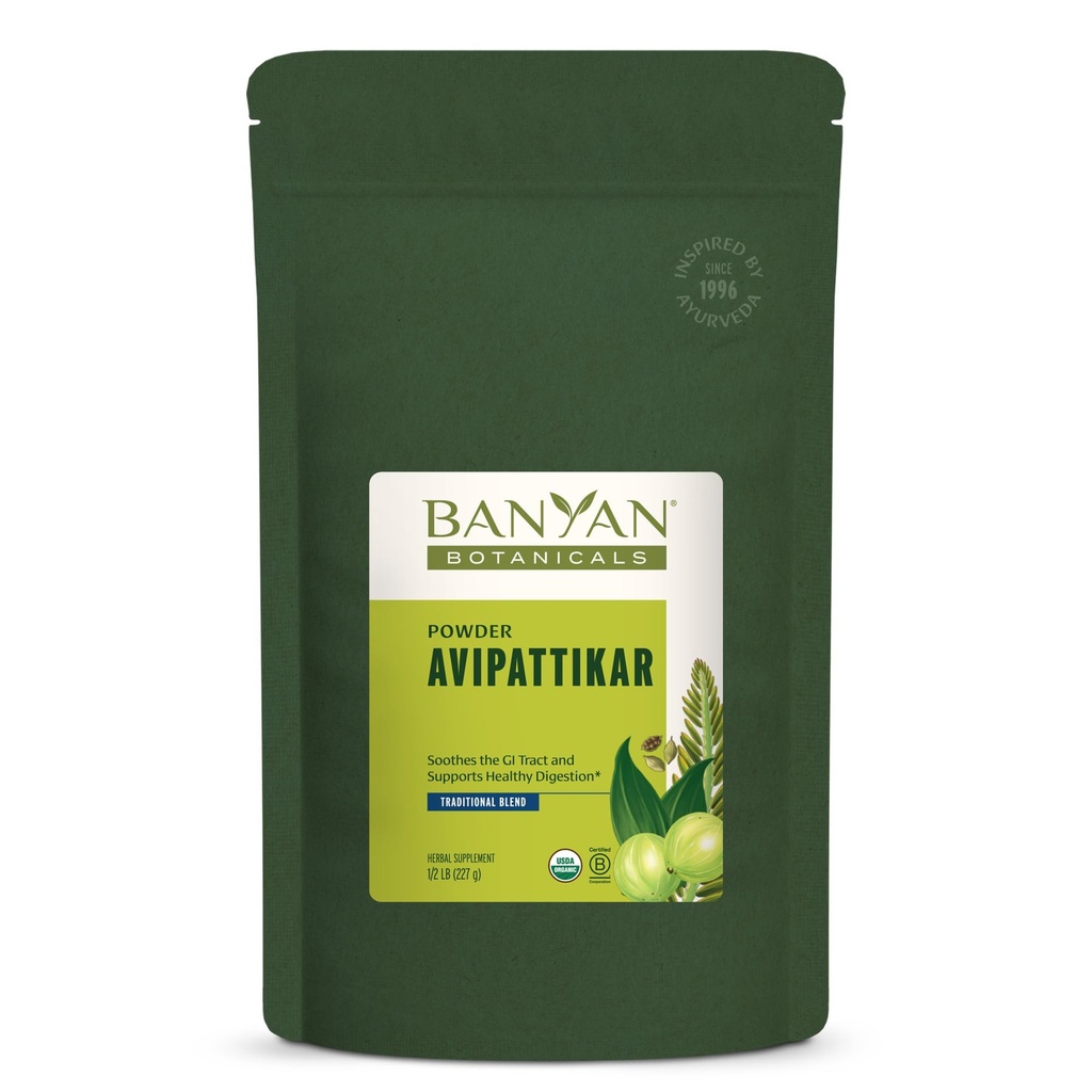 Banyan Botanicals Avipattikar Powder - Organic Digestion Supplement med Ginger, Cardamom & Vidanga - Stöder Hälsosam magsyra Balans * - 1⁄2 lb. - Icke-GMO Hållbart Källa Vegan