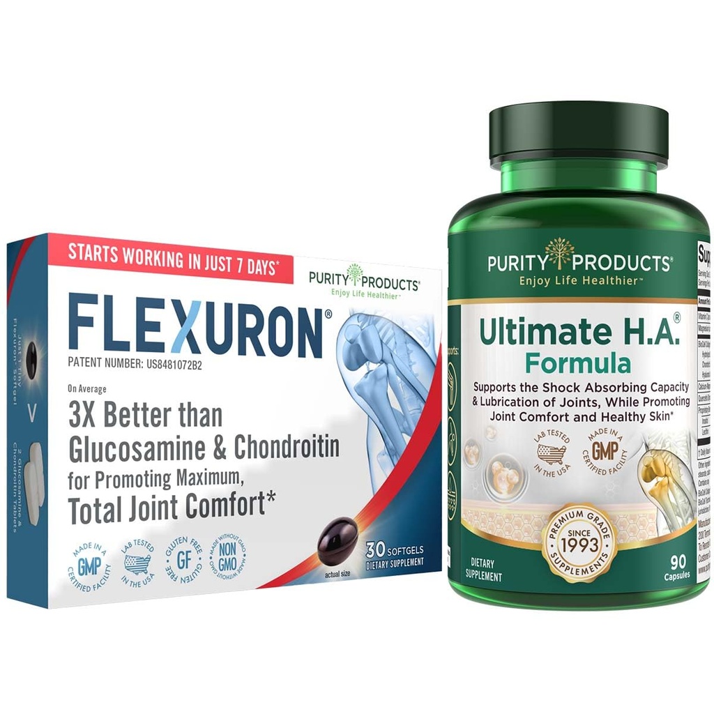 Puhtaus Tuotteet Flexuroni Joint Formula + Ultimate HA Flexuroni (Krilliöljy, matalamolekyylipainoinen hyaluronihappo, astaksantiini) - Ultimate H.A. (BioCell Collagen, Quercetin, Hyaluronihappo + More)