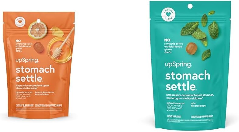 UpSpring Stoach Settle Drops Bundle inkivääri, Lemon - 55 Ct ja 28 Ct