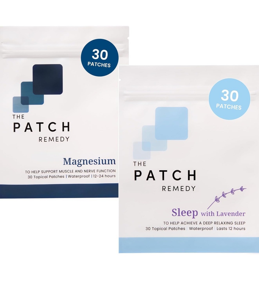 Patch Remedy Sleep & Recovery Bundle - (60 paikkaa) Essential Ilta rentoutuminen ja lihasten Recovery Kit kanssa uni Laventeli Patch & Magnesium Glycinate Patch