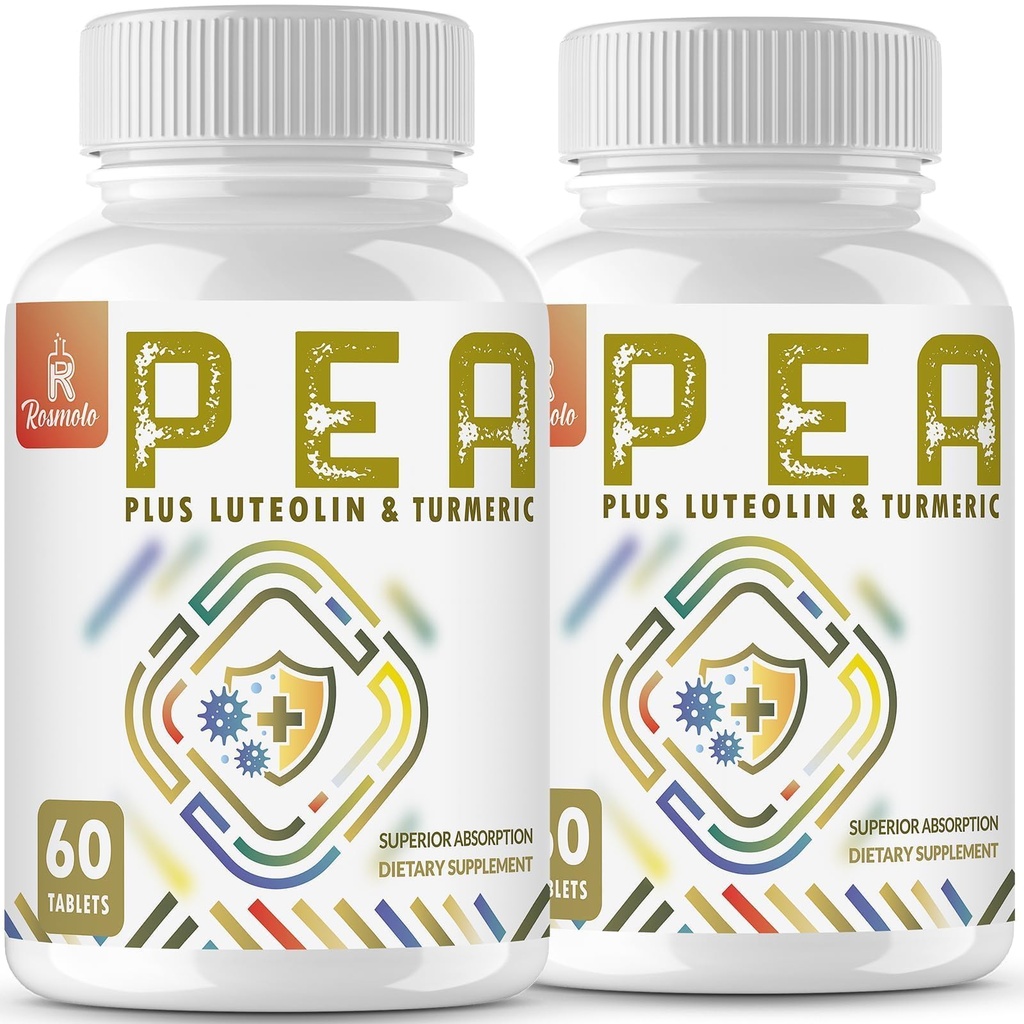 1500 MG Palmitoyylietanoliamidia, jossa luteolinia 98% & turmeeria, korkea imeytyminen, micronized Pea Supplement for Discomfort Management- USA Made - 120 tablettia