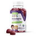 Vitey Sambucus Elderberry Gummies for Kids Immune Support Lisäravinteet D3-vitamiinia ja C-vitamiinia 3-1 Immuuni Booster - Kasvissyöjä, Liivate, Gluteeniton, GMO-vapaa - Maukas purutabletti