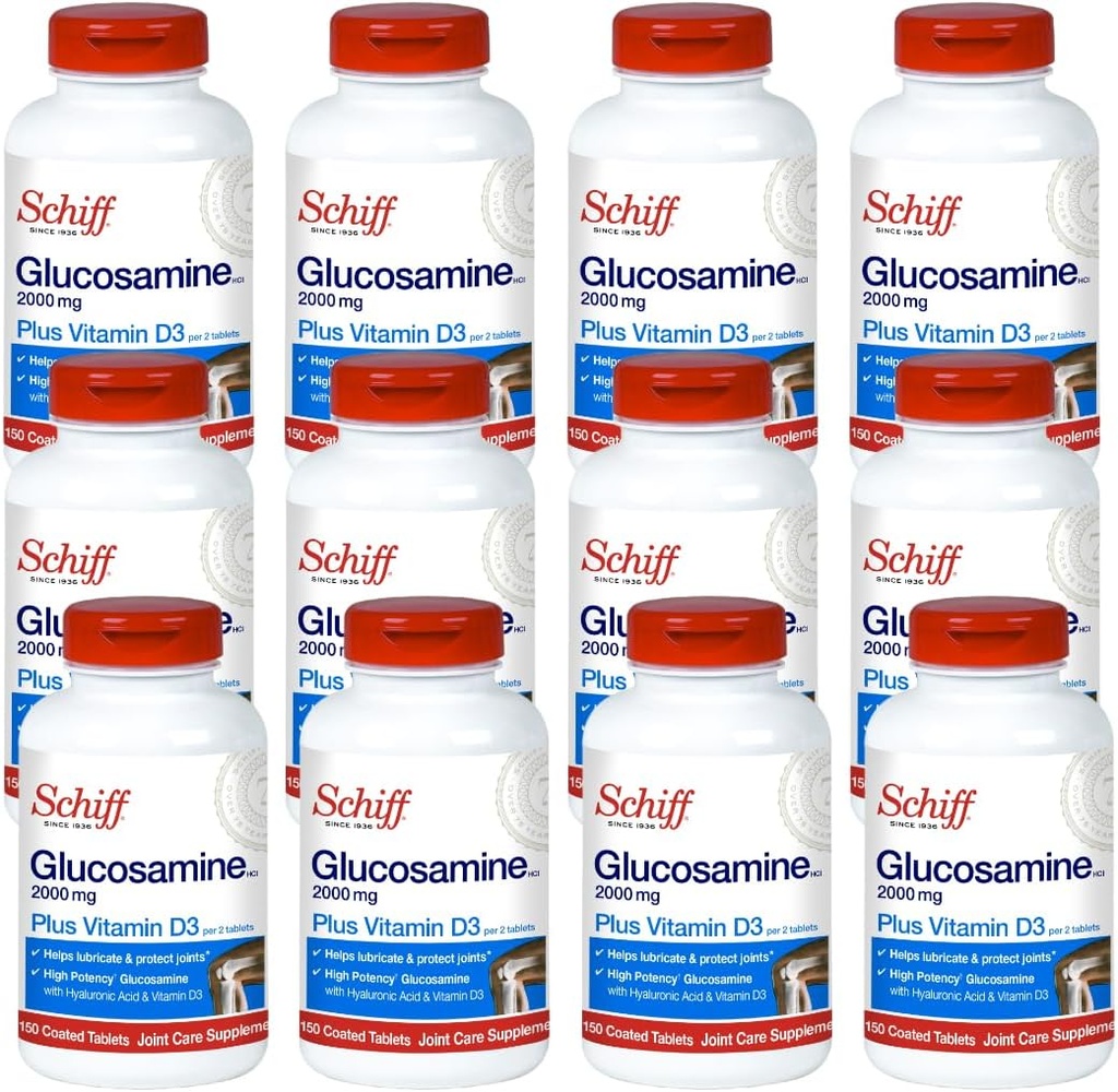 Schiff Glukosamiini 2000 mg ja hyaluronihappo Joint Supplement, 150 ml (pakkaus 12)