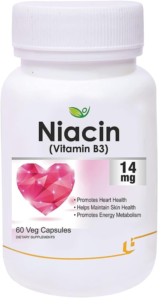Nutraceuticals Niacin 14 mg B3-vitamiinia ja Inositolia 50 mg lisäravinteet - 60 Veg-kapselia