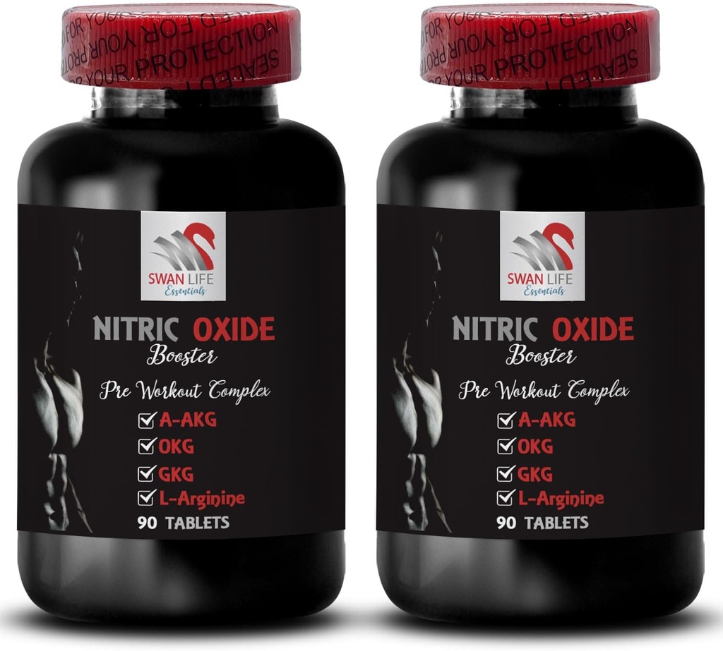Kalcium alfa-ketoglutarat - NITRIC OXIDE BOOSTER - Kväveoxidpulver L-arginin, muskelpump, styrka träning, träningsstyrka, atletisk boost, GKG-tillskott 2 flaska 180 tabletter