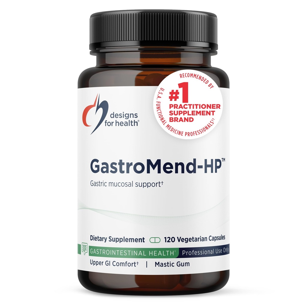 Designs for Health GastroMend HP - Gut Health Supplements - Gut Mucosa Support with Mastic Gum + DGL Licorice + 'Vitavan U' - Voi auttaa ajoittain turvotus tai vatsavaivat - Vegaani (120 kapselia)