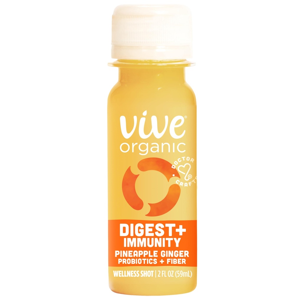 Vive Organic Digest + Immuniteetti ananas inkivääri hyvinvointi shot, 2 fl oz pullo