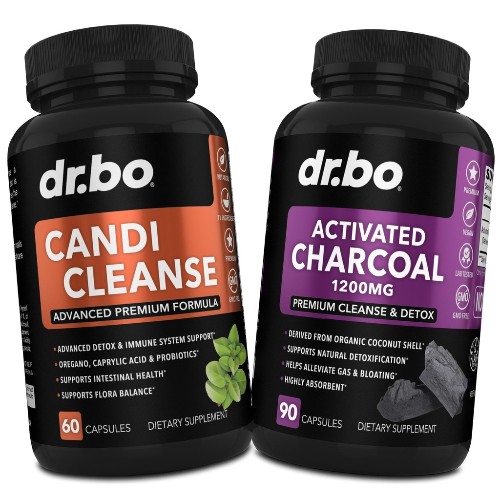 Aktiivinen Charcoal & Candi Cleanse Support - Organic Coconut Charcoal Pills & Anti-kasvua pillereitä vatsakaasu ja turvotusta miesten Naisten Lapset - Oral Herbal Oregano & Caprylic Acid Kapselit
