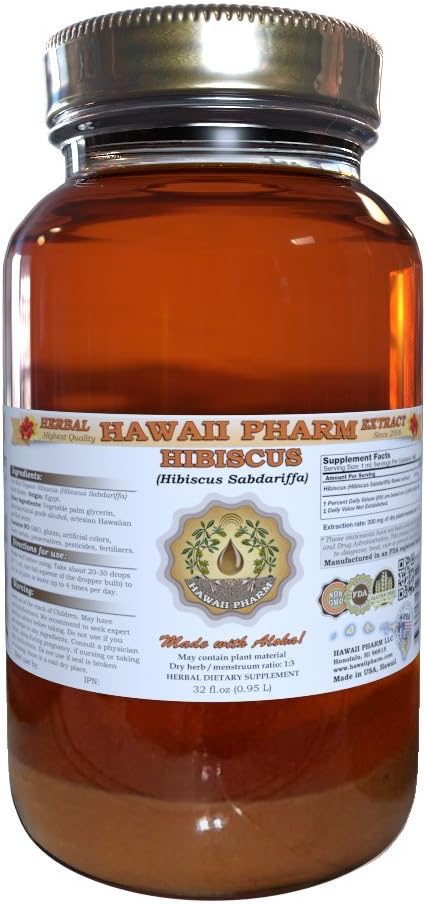 Hibiscus Liquid Extract, Organic Hibiscus kukat (Hibiscus Sabdariffa) Tincture täydennysosa 32 oz