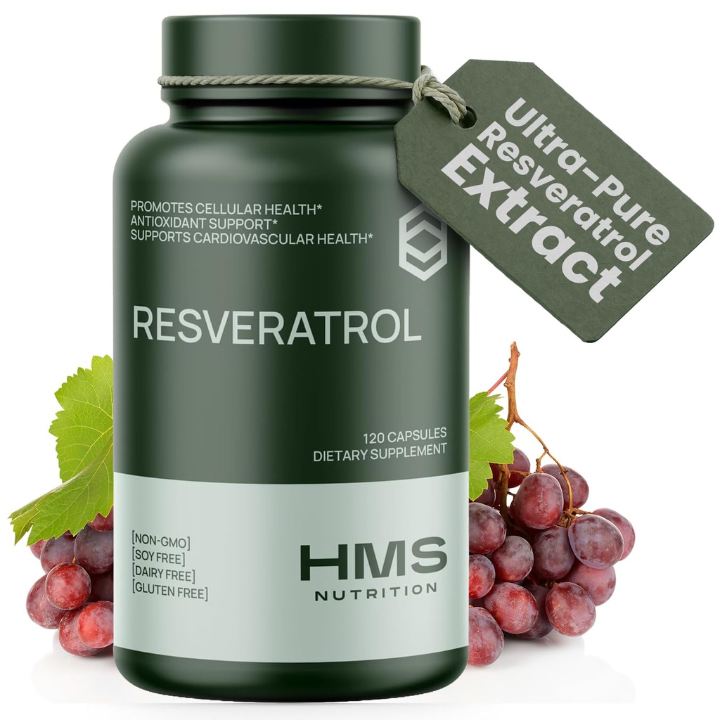 Resveratrol 1400mg 120 kapselit High Potency Trans-Resveratrol kanssa Tehokas antioksidantit Acai viinirypäleensiemen Vihreä tee tukee soluja ja kardiovaskulaarinen terveys Anti-aging