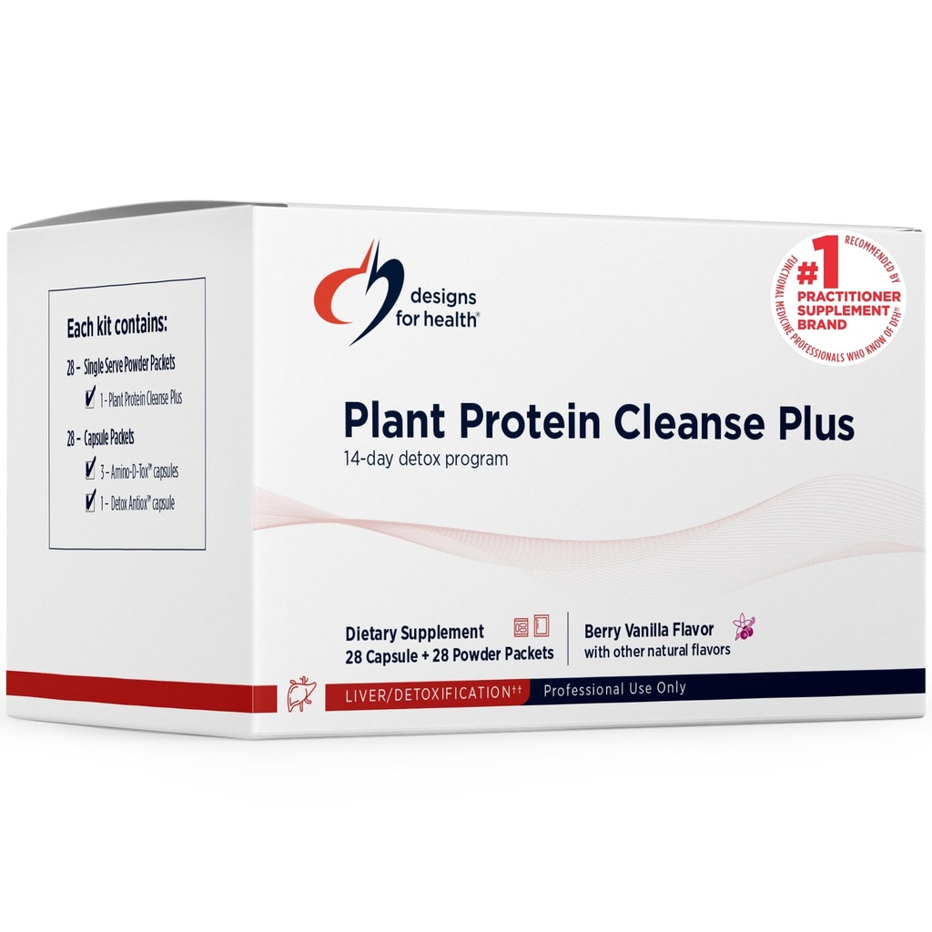 Designs for Health Plant Protein Cleanse Plus 14 Day Detox Program - edistää terveellistä maksan toimintaa + aineenvaihduntapuhdistus antioksidantteja + yrttejä, kasvisruokaa (28 proteiinijauhetta juoma + vitamiinipakkaus)