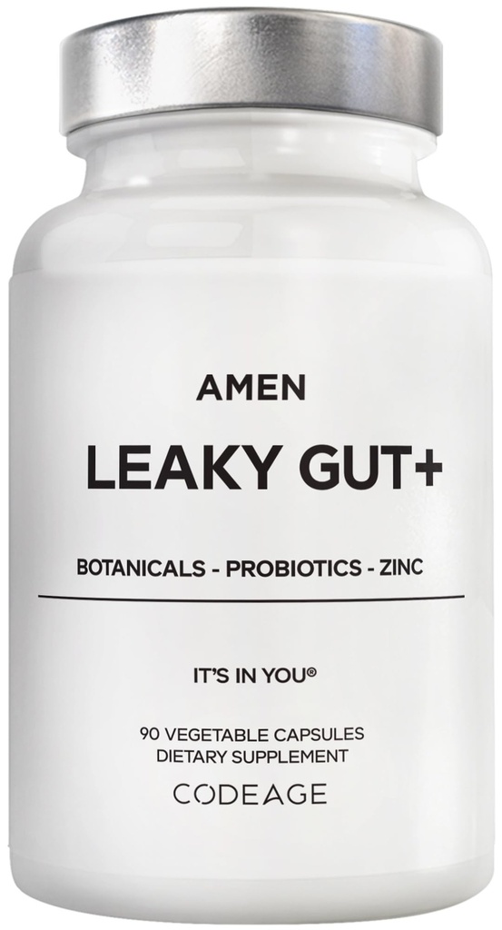 Aamen Vuotava Gut Supplement - Advanced Formula with Biosabled L Glutamiini, Sinkki, Turmeeric, DGL Licorice Root - Marshmallow Root - Probiootit & Fermented Prebiootit - Vegan, ei-GMO - 90 kapselia