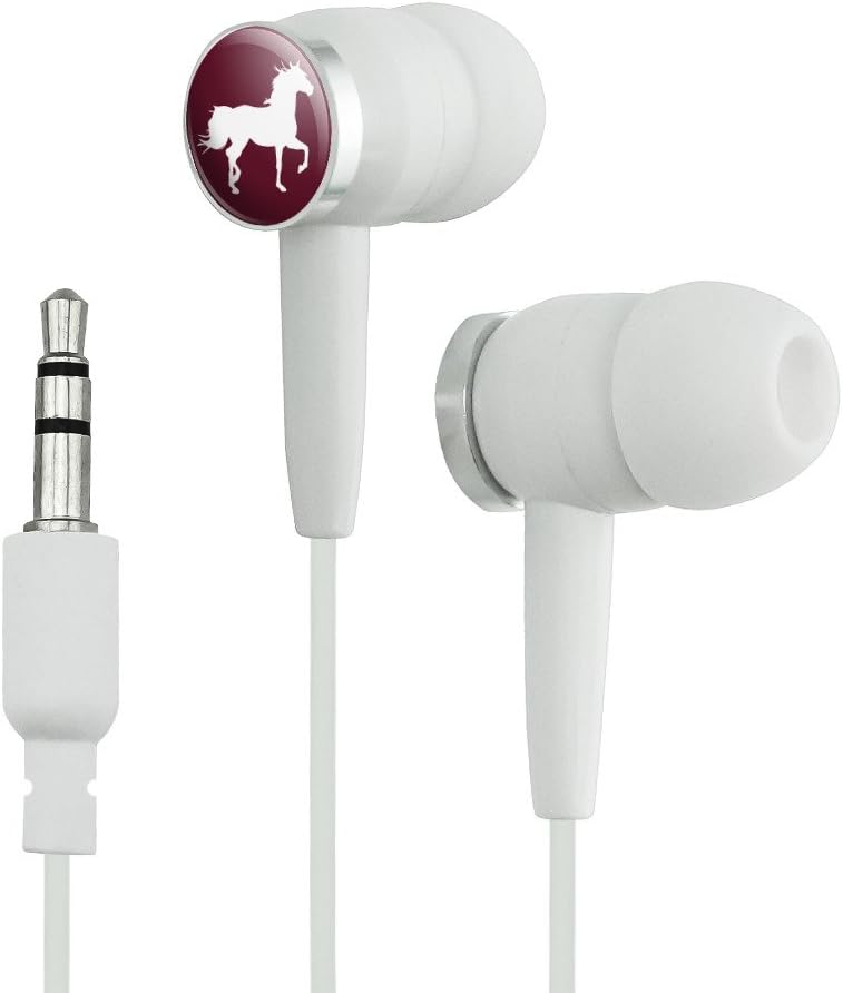 GRAPHICS & MORE Häst Silhouette Wild Mane Trotting Maroon Novelty in-Ear Earbud Headphones - Vit