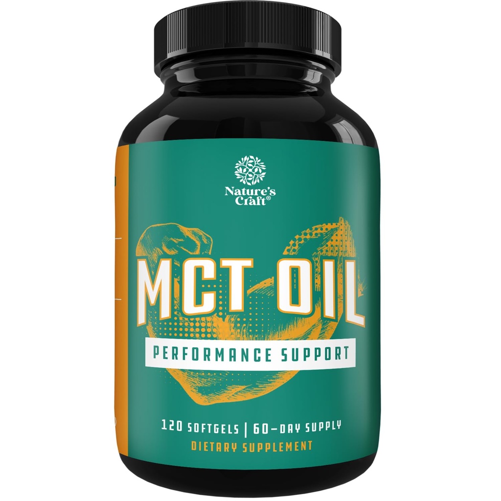 C8 MCT öljy Softgels - Medium Chain Triglyseridit MCT Kookosöljy täydentää Caprylic / Kapric Triglyseridit kehon veistäminen, parannettu energia & kestävyys - Keto lisäravinteet laihtuminen - 120 Ct