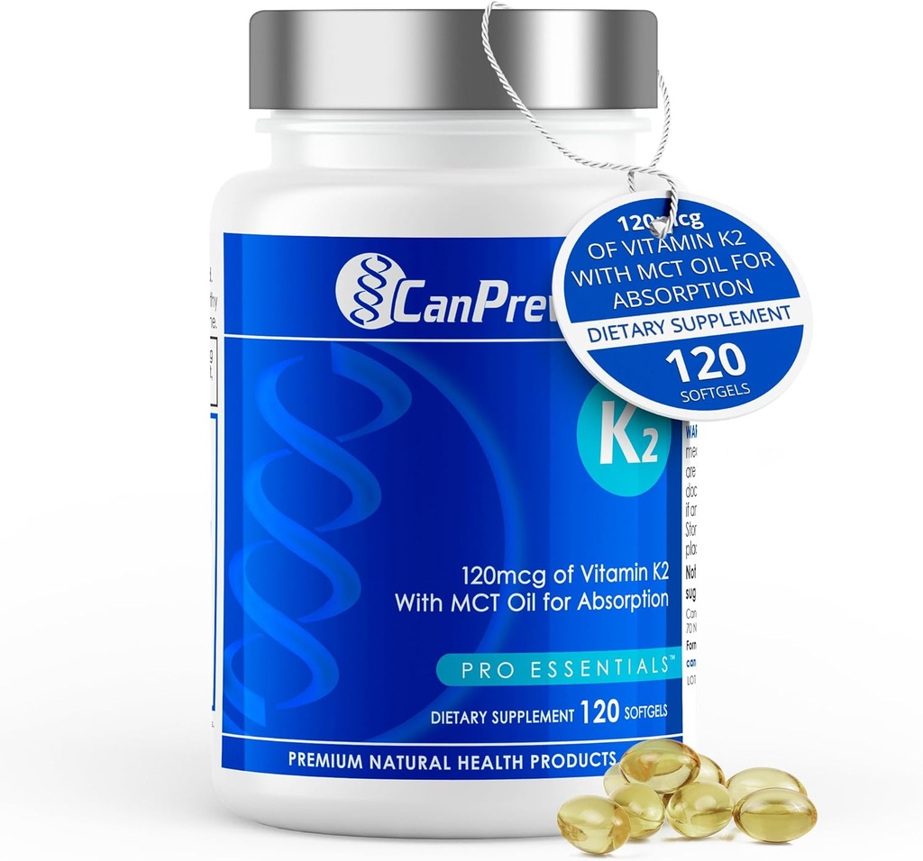 CanPrev K2 120mcg kanssa Organic Coconut Oil, 120 Softgels 120-Day Supply - Parannettu imeytyminen Optimaalinen luu- ja hampaiden tukea, korkea Potency K2-vitamiinin säilyttää vahvat luut ja hampaat