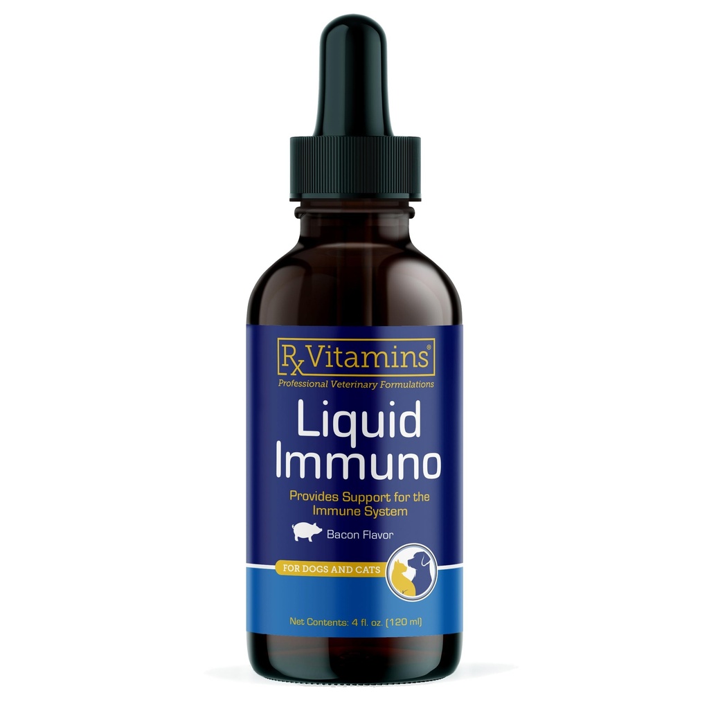 Rx Vitamins Liquid Immuno Dog & Cat Immune Support - Reishi Mushroom Supplement för hundar och katter Plus L-Lysin - Idealiska ögontillskott, immunitetsbooster tillskott för husdjur - 4 uns