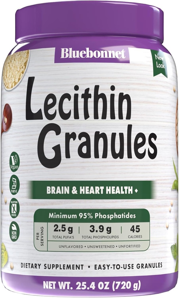 Bluebonnet Nutrition Super Earth Lecithin Rakeet, Tuotettu ei-muuntogeenisistä soijasta, gluteeniton, ei-muuntogeenisistä soijasta, Vegaanista, Kosher Certified, Ei sokeria Lisätty, 25.4 oz, 96 Tarjoukset