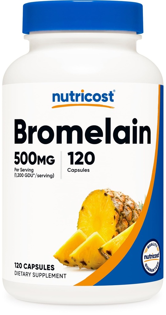 Nutricost Bromelain 500 mg, 120 Kasvissyöjän kapselit - Bromelain (1200 GDU), ei-GMO, Gluteeniton