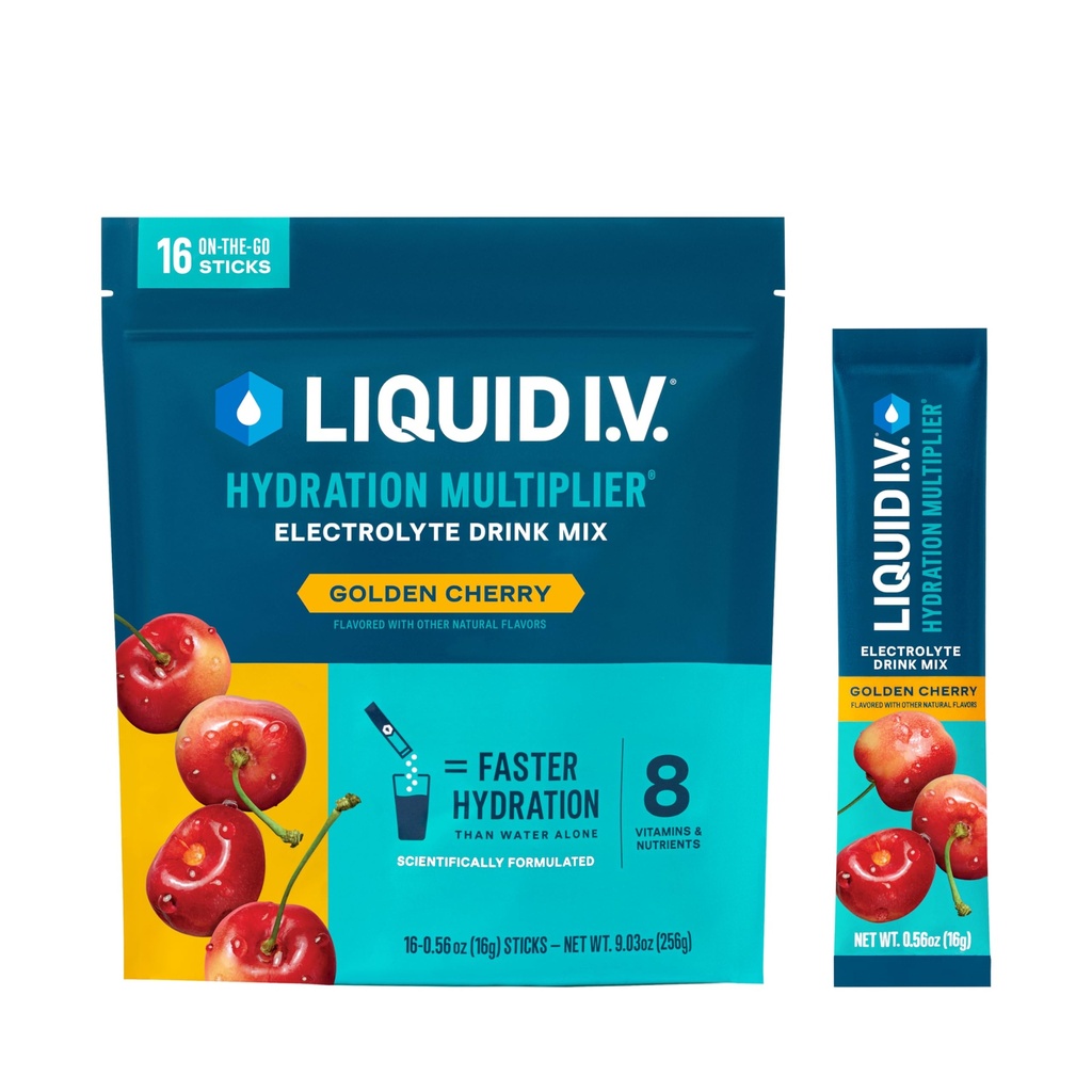 Liquid I.V.® Hydration Multiplier - Golden Cherry ... Elektrolyyttijauhejuoma Mix 1 pakkaus (16 tarjoilua)