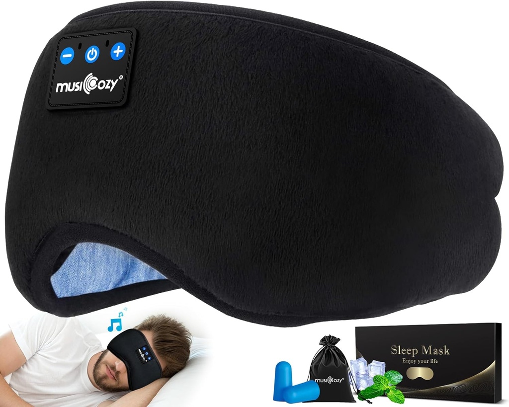 MUSICOZY Sleep kuulokkeet Bluetooth 5.4 Headband Sleeping Eye Mask äidille Naiset langaton musiikki Korvakorut kuulokkeet Side Sleepers Sisäänrakennettu HD Kaiuttimet Cool Gadgets Uniikki lahjat